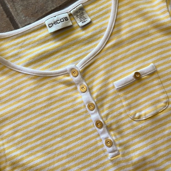 đź’‹FREE w/Purchaseđź’‹CHICOS yellow & white striped tee - Picture 3 of 6